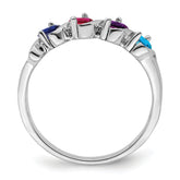 14k White Gold Genuine 4 Stone Mother's Ring - 7 / Genuine